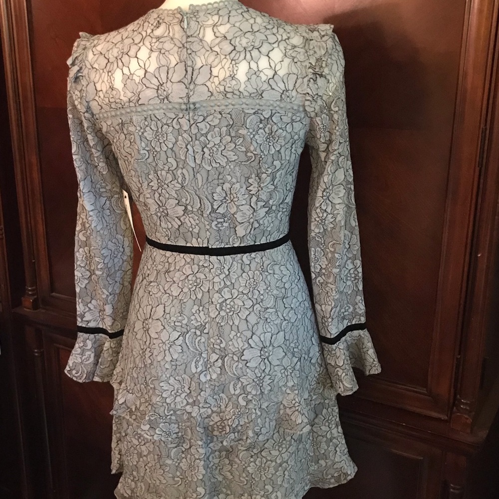 π Aakaa Blueish Grey Lace Flower Design Dress-Sm - Picture 2 of 8